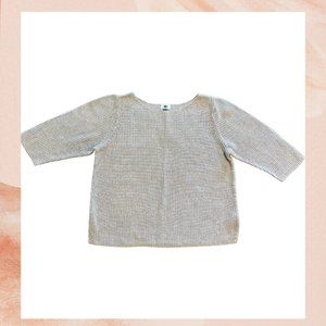Old Navy Light Gray Thick Knit 3/4 Sleeve Sweater
